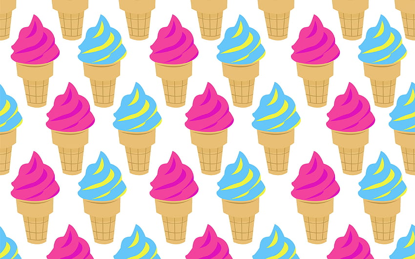 ice cream pattern, food textures, backgrounds with ice cream, vector textures, food patterns with resolution 3840x2400. High Quality HD wallpaper