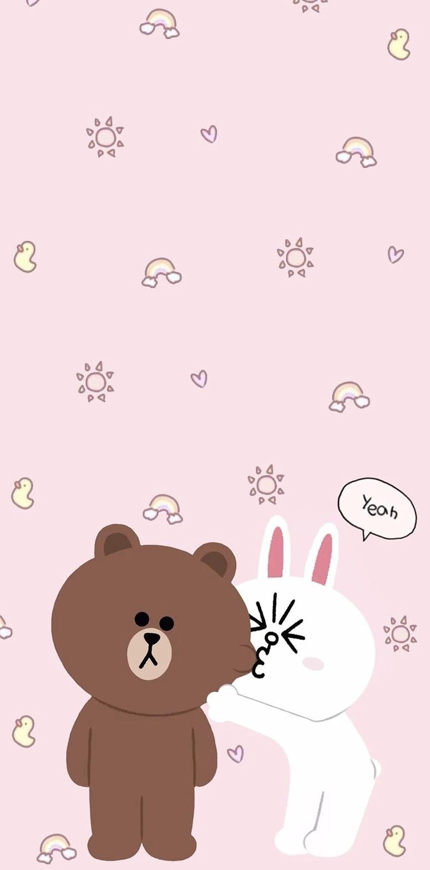LINE Friends Bear, oso coreano fondo de pantalla del teléfono