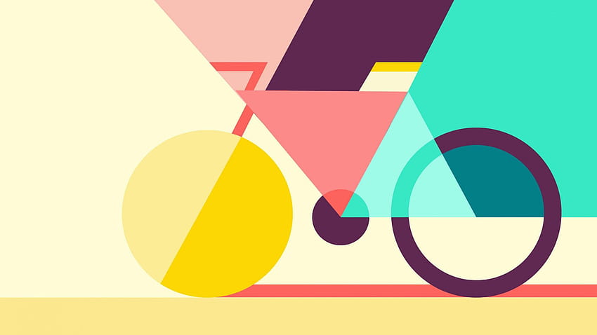 Sepeda, Geometris, Minimal, Penuh Warna, , Kreatif Wallpaper HD