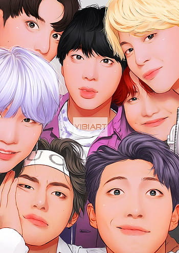 Bts members anime drawing HD wallpapers | Pxfuel