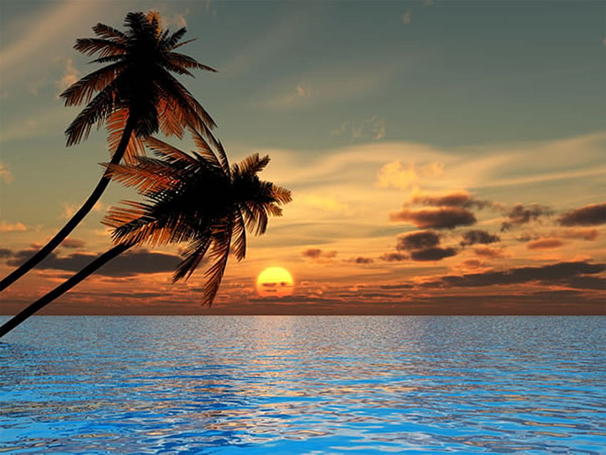 7 Sunset Beach Backgrounds, perfect sunset HD wallpaper