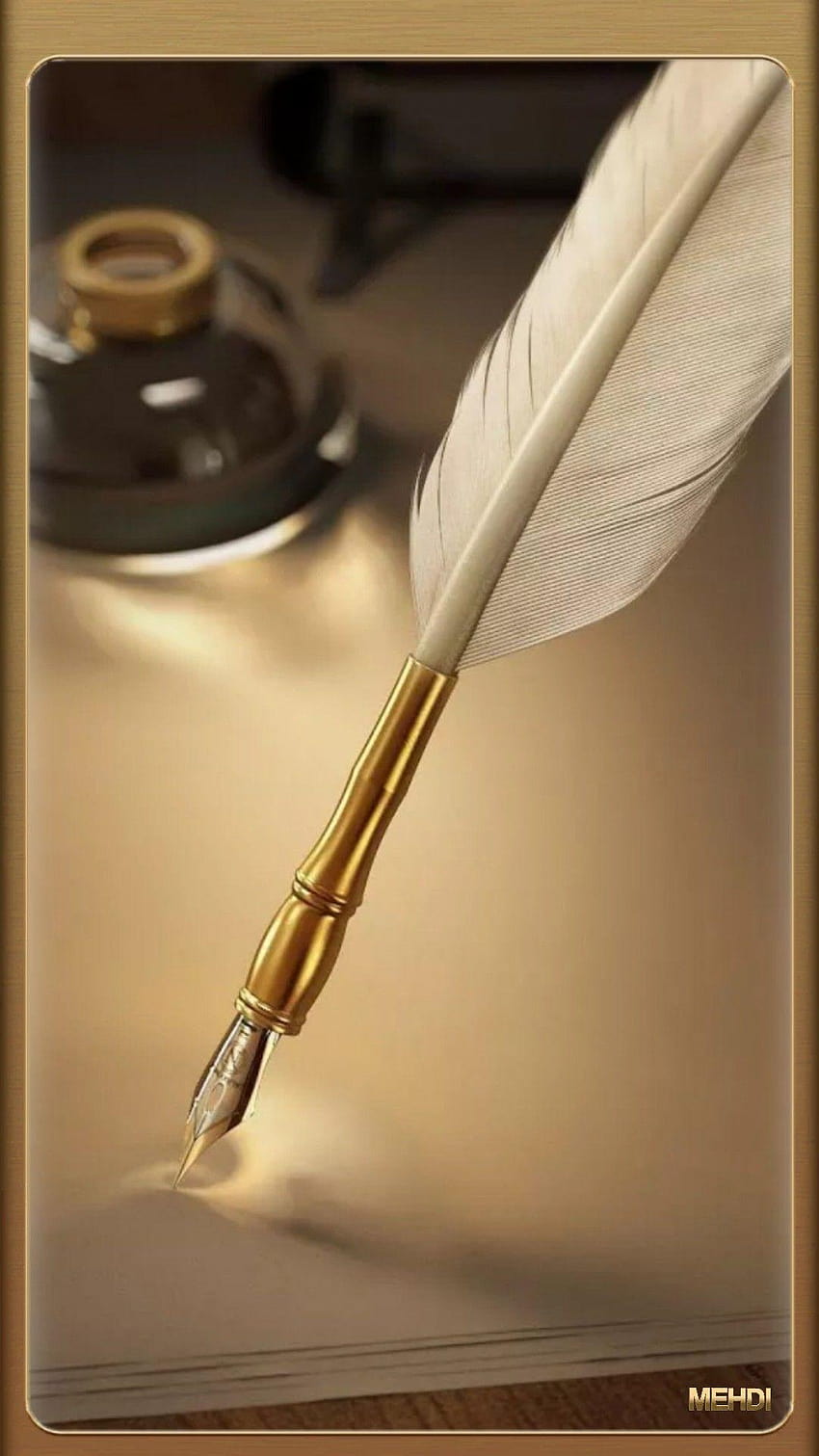 Gold Fountain Pen, android pen HD phone wallpaper