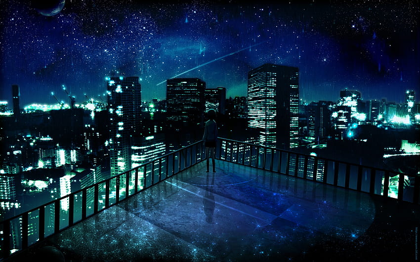 black blue Light in the Night – Anime Other, blue led HD wallpaper