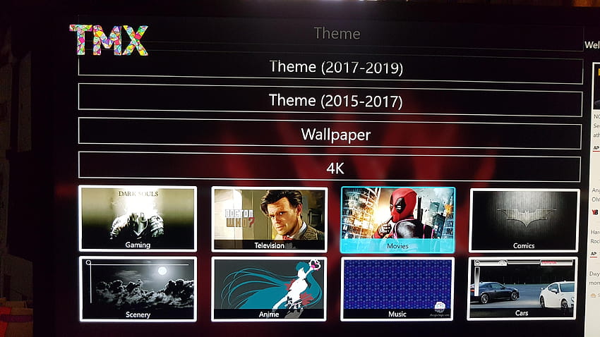 PSA] You can easily set backgrounds on xbox via app called TMX. It has 100 plus from comics games movies anime etc. Some banner ads on the side but worth HD wallpaper