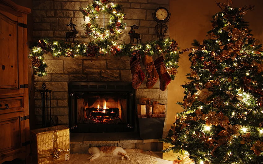 Christmas Fireplace 57 [1920x1200] for your , Mobile & Tablet, fireplace scene computer HD wallpaper