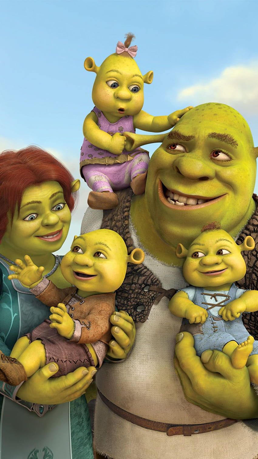 Los bebés de Shrek y Fiona para iPhone 11, Pro Max, X, 8, 7 fondo de pantalla del teléfono
