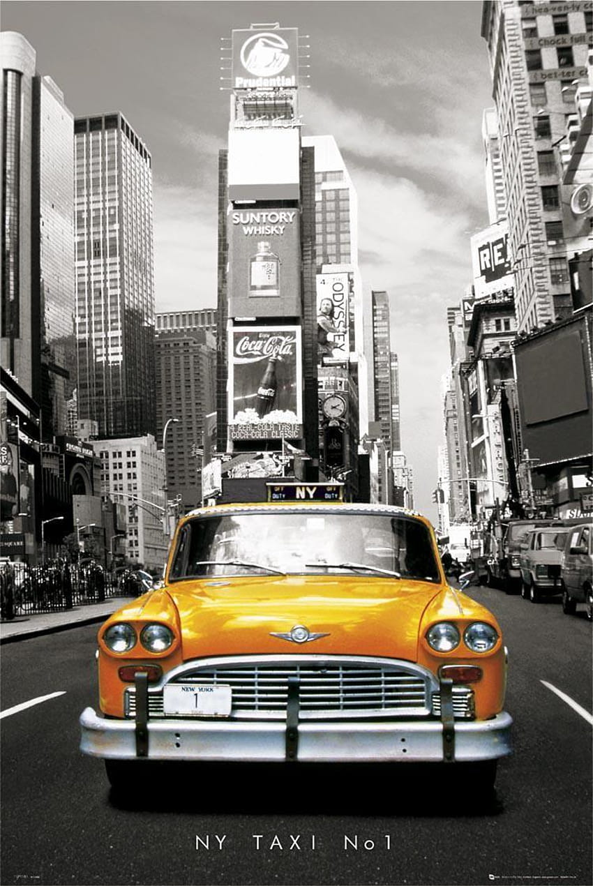 Stampa artistica da parete su tela con scatola di taxi gialla di New York 456, cabina di New York Sfondo del telefono HD