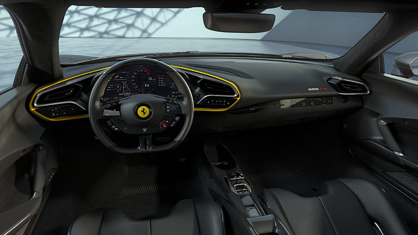 Ferrari 296 GTB Assetto Fiorano 2022 Интериор, автомобили ferrari 296 gtb assetto fiorano HD тапет