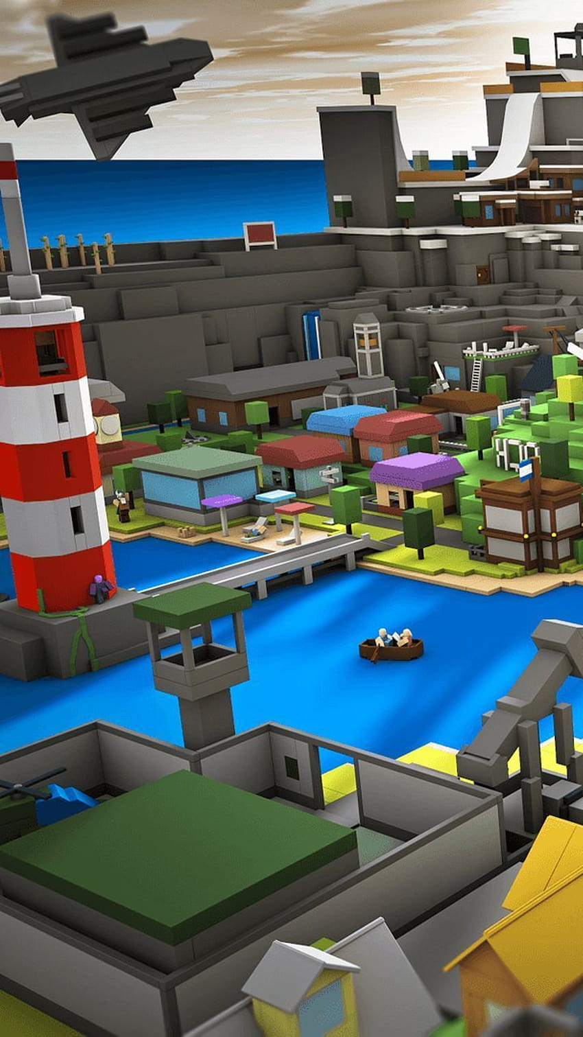 Una vista de la ciudad desde Roblox Game, colorido bloxburg city mobile, batalla de roblox fondo de pantalla del teléfono