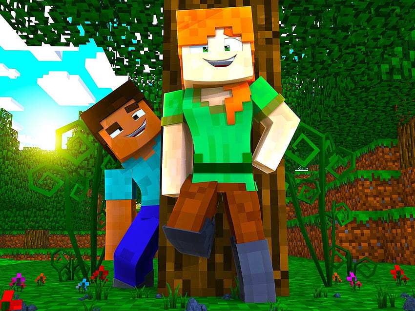Guarda la clip: Steve e Alex, il matrimonio di Alex e Steve in Minecraft Sfondo HD