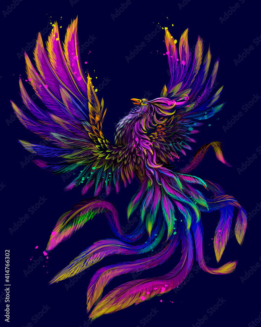 Phoenix. Abstract, Color, neon, digital drawing of the phoenix ...