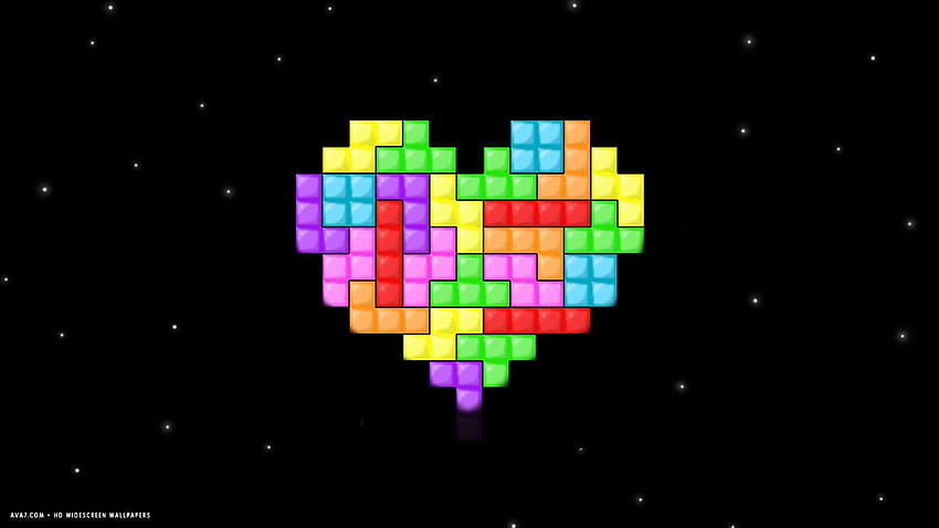 heart tetris colorful blocks puzzle pixel HD wallpaper