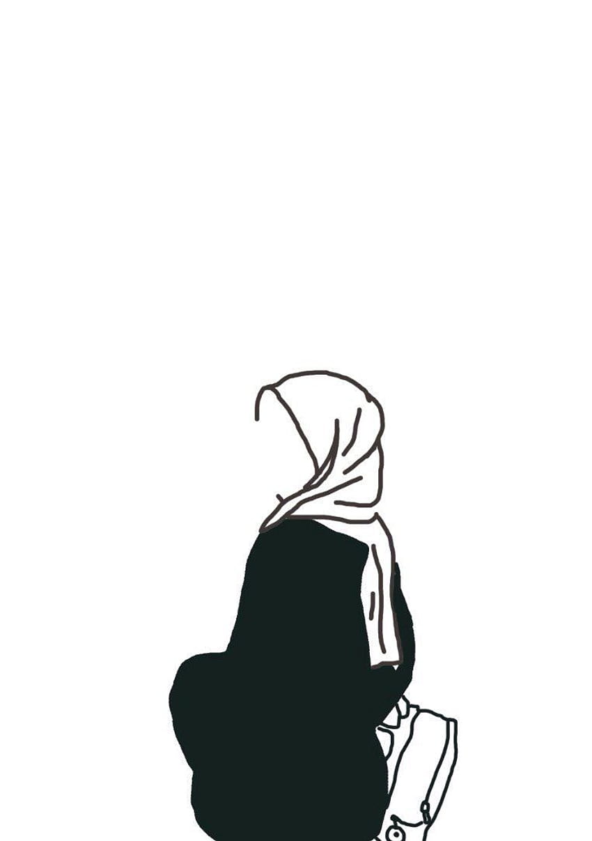 Iphone Tumblr Hijab blanco y negro, estética de de chicas hijabi fondo de pantalla del teléfono