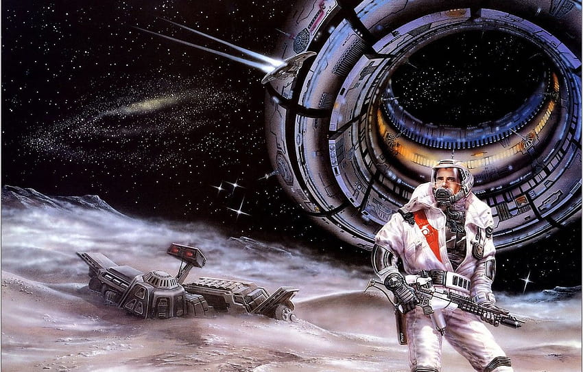 พื้นที่ ดาว ดาวเคราะห์ การชน มนุษย์อวกาศ สถานี อวกาศ ชาย Luis Royo อวกาศ สถานี Blaster ผู้หญิง โพรบ 1992 เสียงลมกรด ส่วน фантастика women astronaut วอลล์เปเปอร์ HD