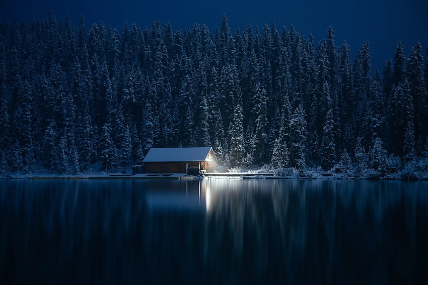: sunlight, landscape, lights, forest, night, lake, nature, reflection, snow, winter, graphy, ice, cold, evening, morning, moonlight, atmosphere, cabin, pine trees, dusk, light, dawn, darkness, 1500x1000 px, atmospheric phenomenon, night winter lakes HD wallpaper