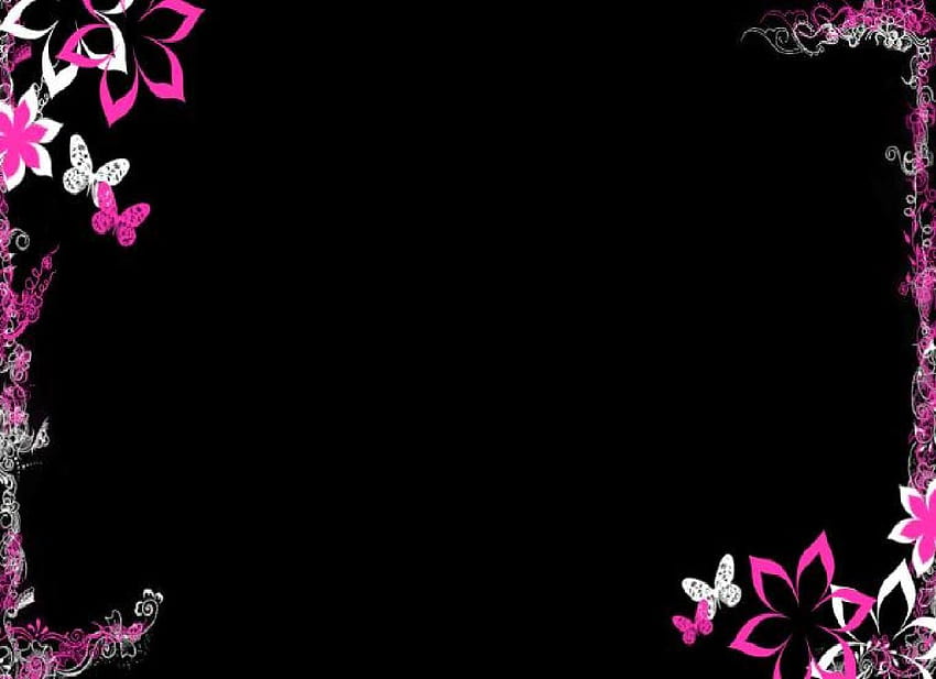 Cool Dark Purple Flower Border Backgrounds For PowerPoint, cool pink ...