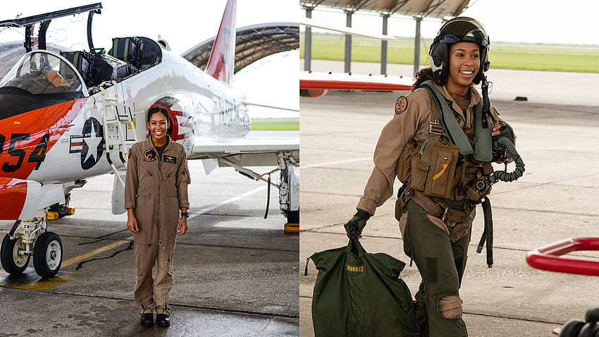 La US Navy dà il benvenuto alla prima donna nera pilota di aerei tattici Sfondo HD