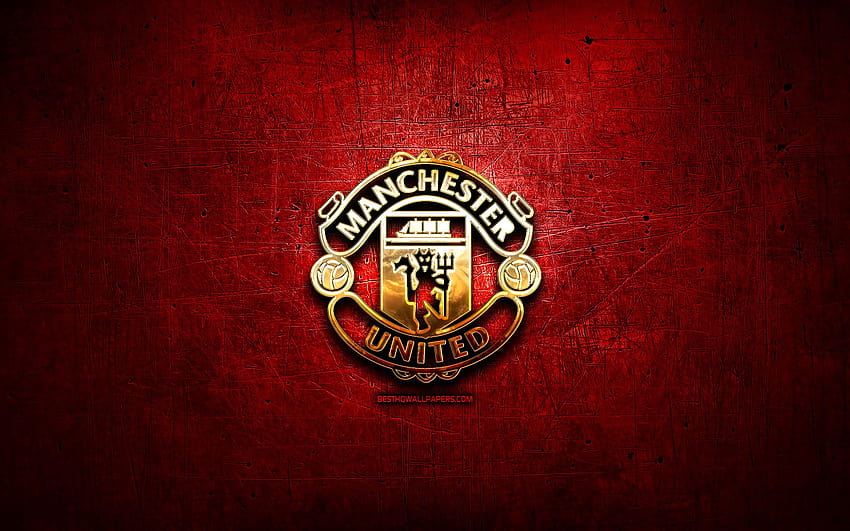 Manchester United FC, logo emas, Premier Wallpaper HD