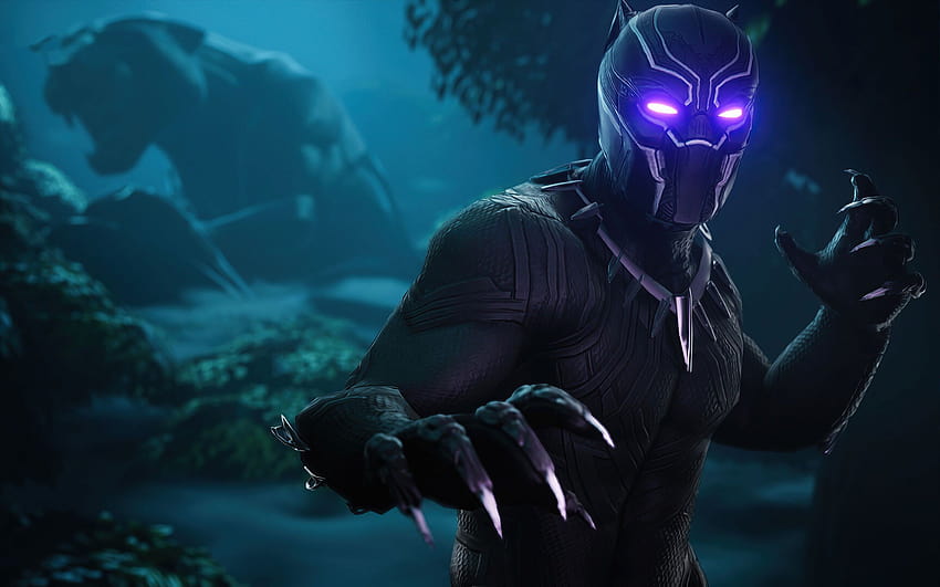 Black Panther , Fortnite, Skin, Dark, 2020 Games, Neon, Games, black panther minimal HD wallpaper
