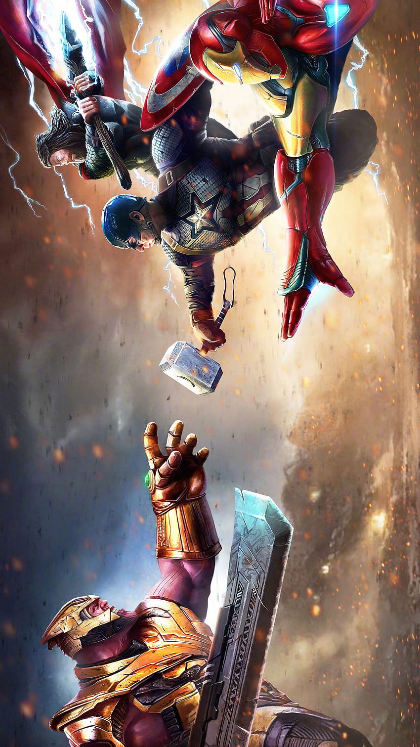 330513 Thanos vs. Homem de Ferro, Capitão América, Thor, Vingadores, capitão américa vs homem de ferro iphone Papel de parede de celular HD