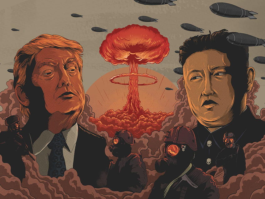 北朝鮮：米国との戦争はどのように見えるか、韓国の女の子の現実的なアニメ 高画質の壁紙