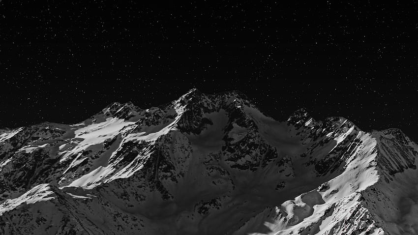 3840x2160 dağ, tepe, bw, karanlık, gece u 16:9 arka planlar, dağ zirvesi HD duvar kağıdı