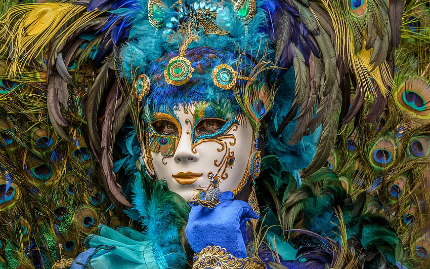 Girls Feathers Masks Carnival and masquerade 3840x2400, masquerade girls HD wallpaper