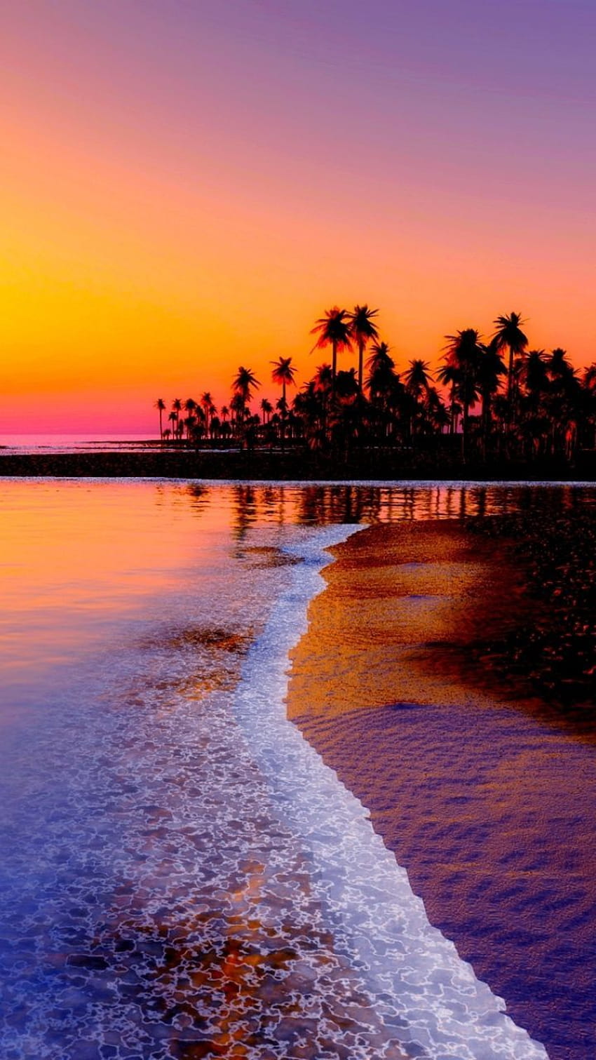 Verticale al tramonto sulla spiaggia, verticale estivo Sfondo del telefono HD