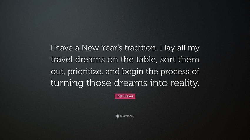 Citation de Rick Steves : « J'ai une tradition du Nouvel An. Je dépose toutes mes citations du nouvel an Fond d'écran HD