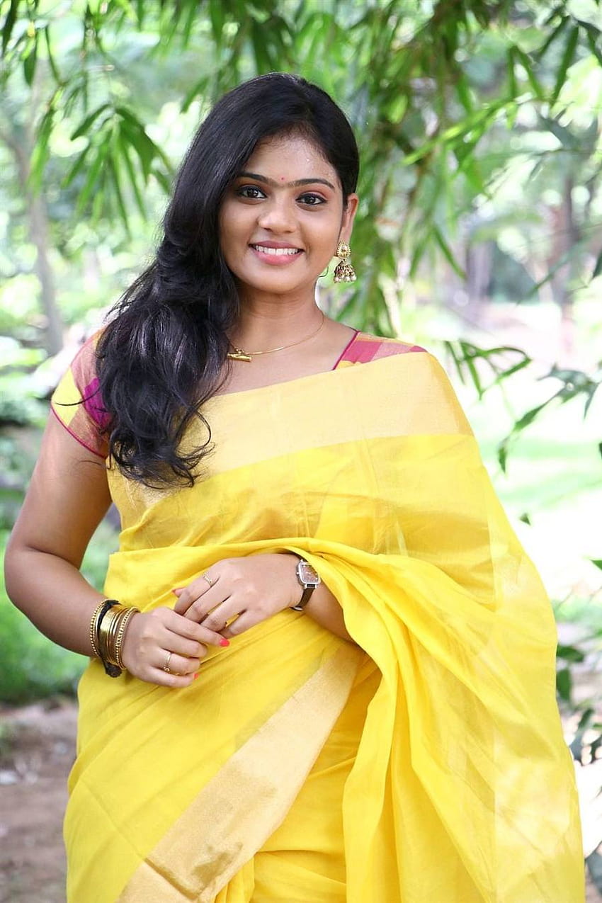 Beautiful Tamil Girl Megana In Traditional Indian Yellow Saree, indian  traditional girl with saree HD phone wallpaper | Pxfuel