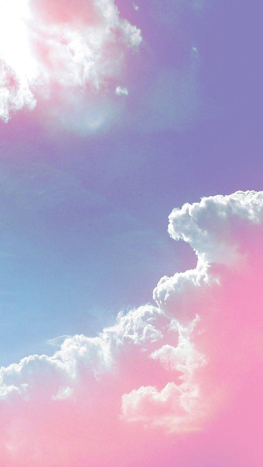 Nubes rosadas y moradas, nube estética azul. fondo de pantalla del teléfono