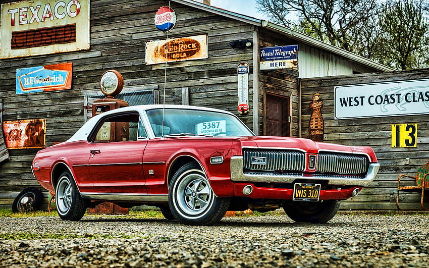 Mercury Cougar, garage, 1968 cars, retro cars, R, muscle cars, 1968 Mercury Cougar, american cars, Mercury with resolution 1920x1200. High Quality HD wallpaper