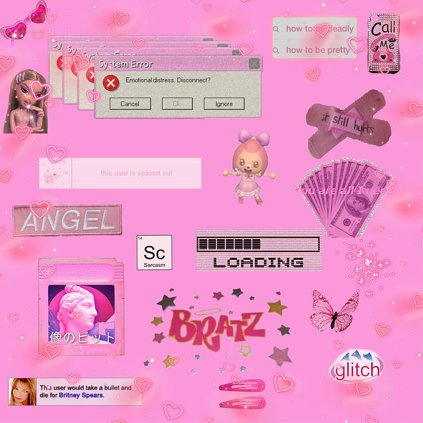 toedit 2000s aesthetic pink y bratz glitcheffect, aesthetic 2000s HD phone wallpaper