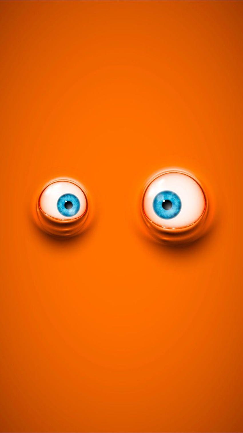 Cool ojos de dibujos animados sobre naranja, para iphone 7 dibujos animados fondo de pantalla del teléfono