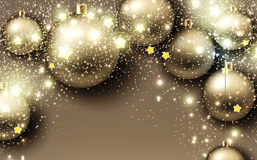 bolas doradas de navidad, estrellas doradas, adornos navideños, año nuevo, adornos navideños, bolas doradas de navidad con una resolución de 3840x2400. Alta calidad fondo de pantalla