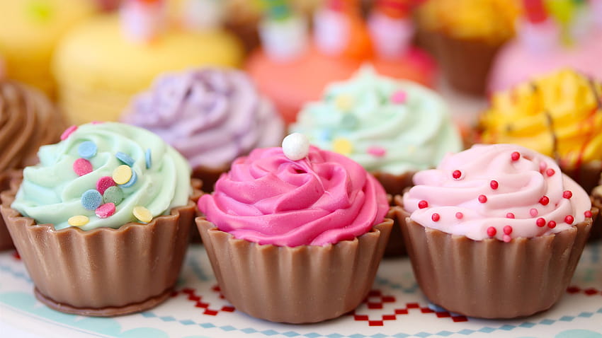 Colorful cupcakes, cream, food, dessert 5120x2880 U , dessert food HD wallpaper