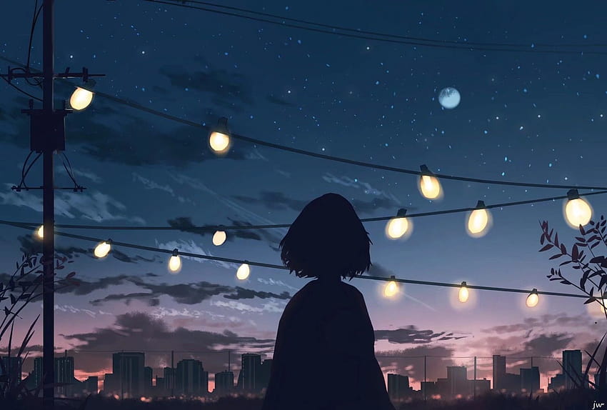 JW-Künstler im Jahr 2020, ästhetischer Anime-Mädchen-Laptop HD-Hintergrundbild