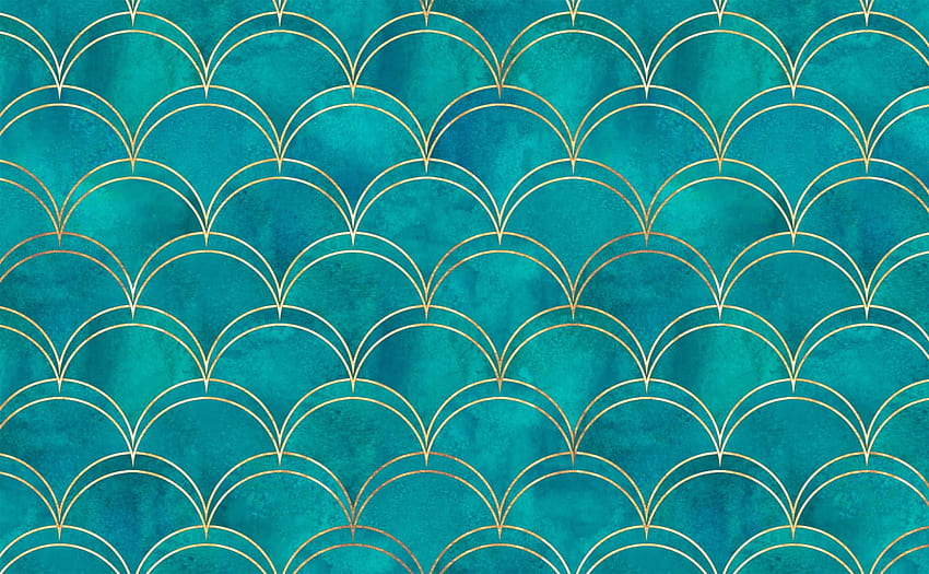 Teal marble gold accent double arch seamless Pattern for Walls HD wallpaper