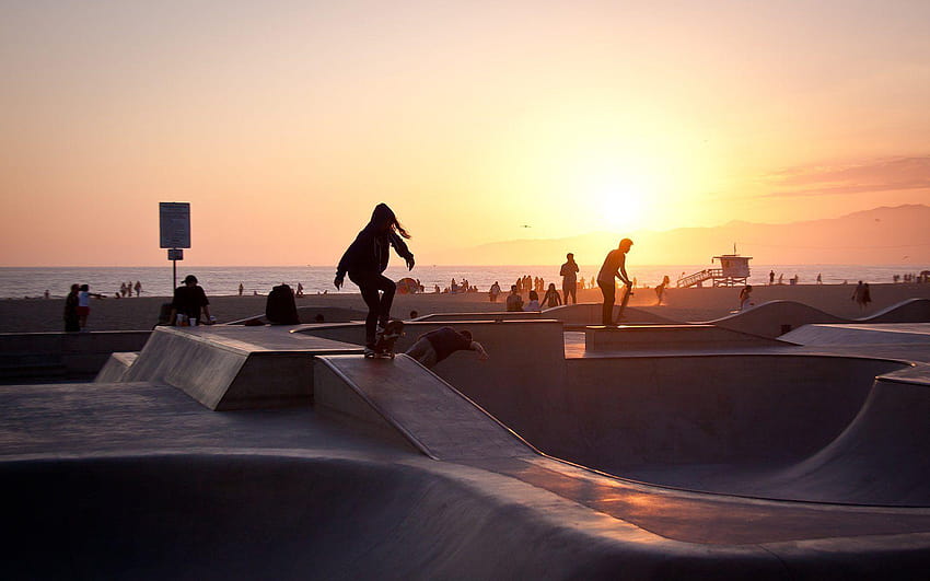 skater venice beach summer sunset la los angeles california usa Sfondo HD