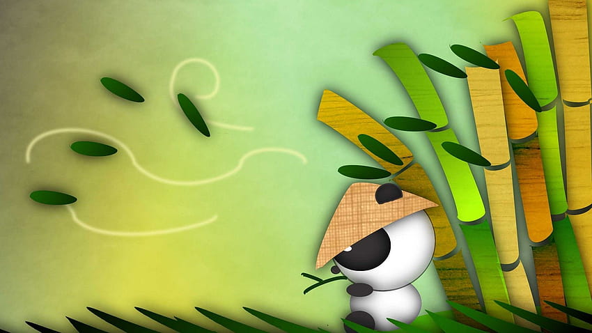 Funny Cute Panda Cartoon, bamboo panda HD wallpaper