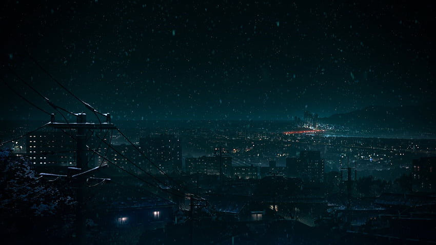 high, night time anime HD wallpaper