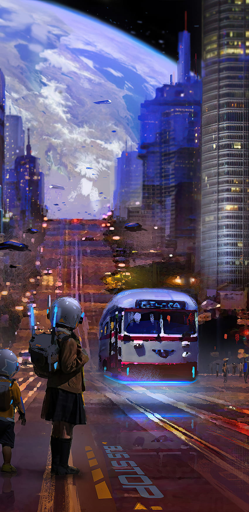 1440x2960 Star City Bus Stop Samsung Galaxy Note 9,8, S9,S8,S Q , Backgrounds, and, bus station HD phone wallpaper