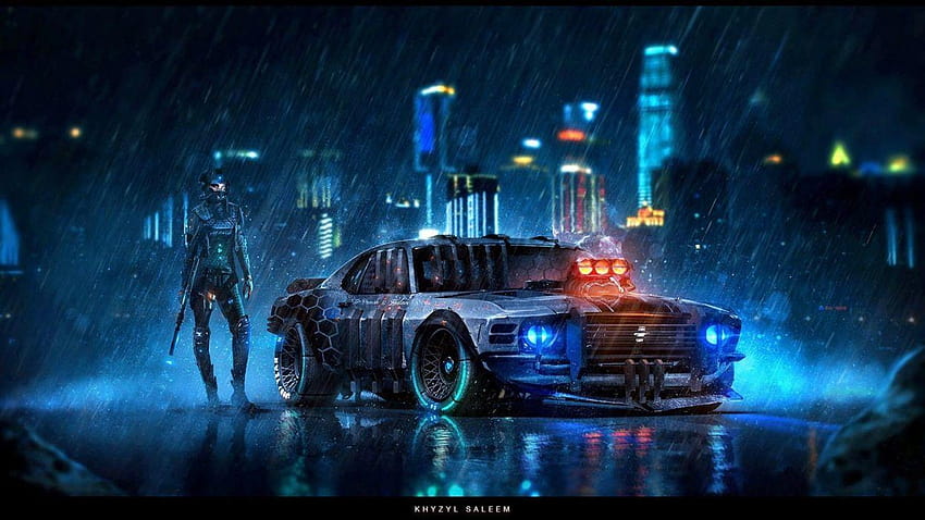 Vehículo de ciencia ficción, automóvil futurista. fondo de pantalla