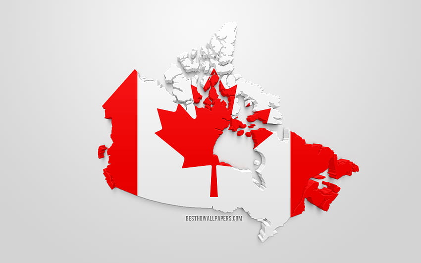 3d flag of Canada, silhouette map of Canada, 3d art, Canadian flag, North America, Canada, geography, Canada 3d silhouette with resolution 2560x1600. High Quality, canada artwork HD wallpaper