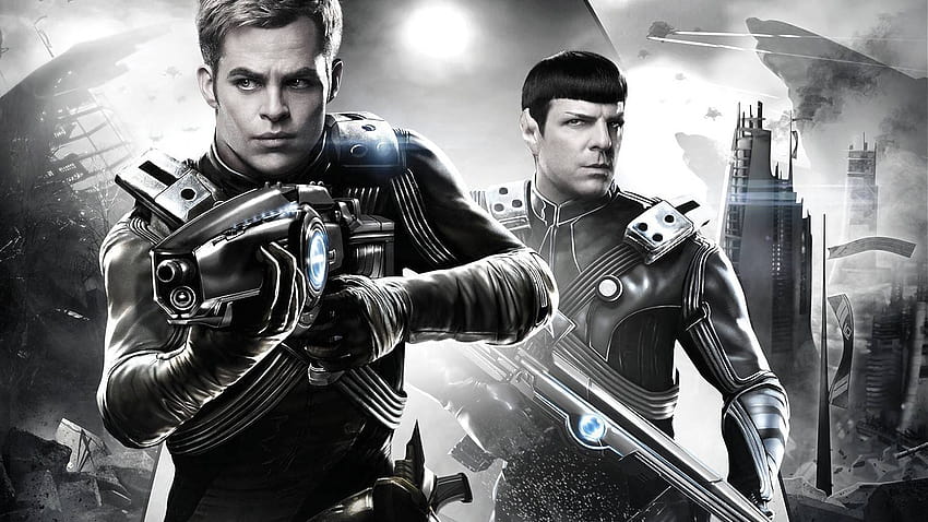movies monochrome star trek into darkness chris pine zachary quinto spock james t kirk / and Mobile Backgrounds, star trek movie spock HD wallpaper