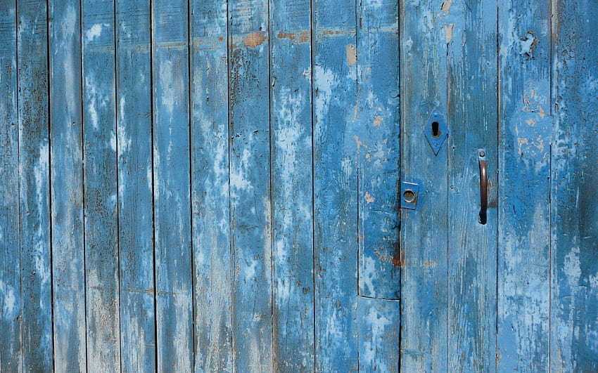 pintu kayu pola biru, kayu biru Wallpaper HD
