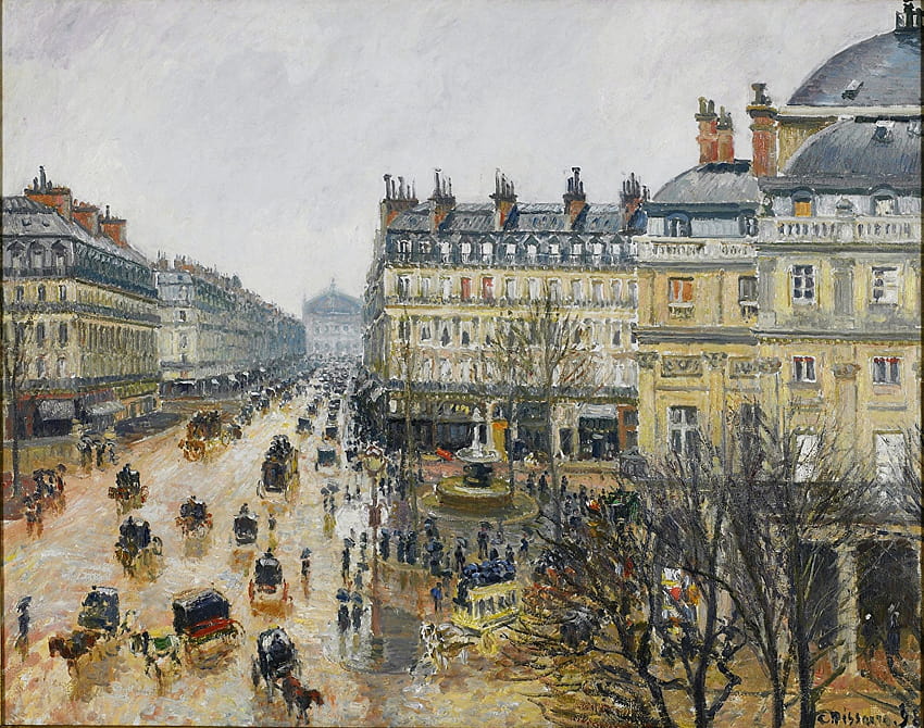 Parigi Francia Town Square Camille Pissarro, piazza della pioggia di Parigi Sfondo HD