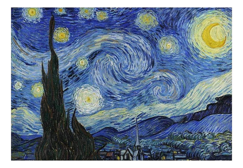 Wall26 Звездна нощ от Винсент Ван Гог Peel & Stick, 66x96 инча, Ван Гог звездната нощ HD тапет