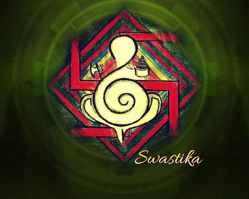 Ganesh swastica. swastica icon. swastica swastik 3d orange background wall  mural • murals traditional, tradition, symbol | myloview.com