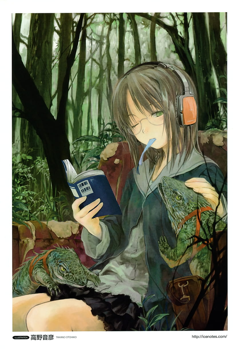 Anime Girl Reading Books posted by Ryan Sellers HD phone wallpaper